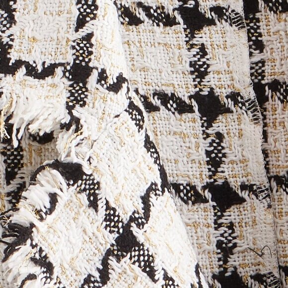 Multicolor Elegant Women's Plaid Pattern Raw Trim Belted Tweed Vest Overcoat - Picture 4 of 4